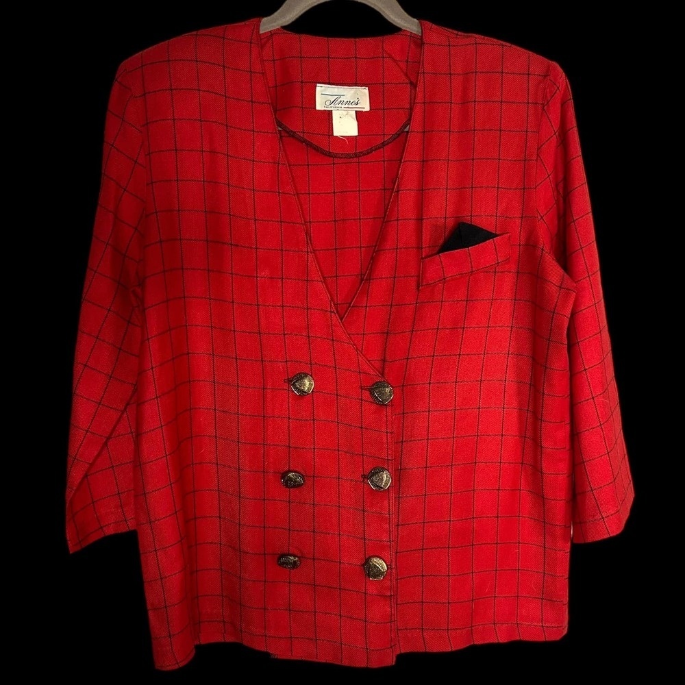 Vintage Red and Black Plaid Blazer